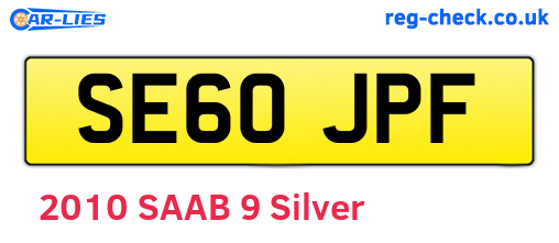 SE60JPF are the vehicle registration plates.