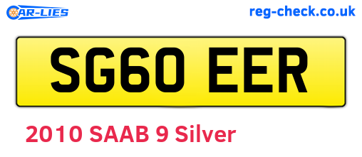 SG60EER are the vehicle registration plates.