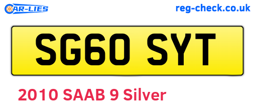 SG60SYT are the vehicle registration plates.