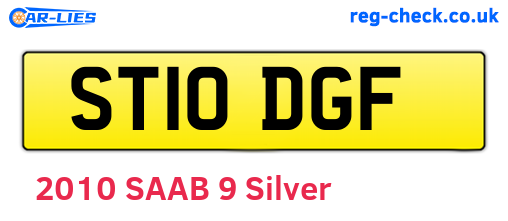 ST10DGF are the vehicle registration plates.