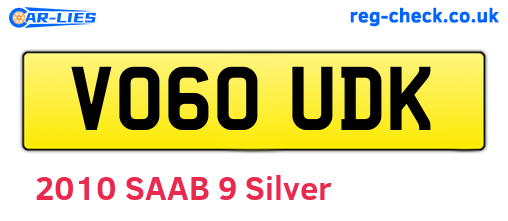 VO60UDK are the vehicle registration plates.
