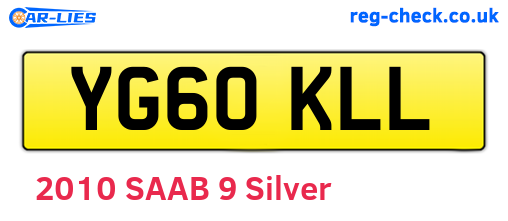 YG60KLL are the vehicle registration plates.