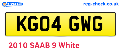 KG04GWG are the vehicle registration plates.