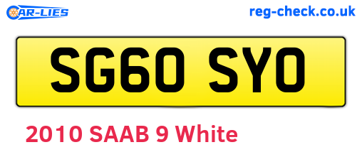 SG60SYO are the vehicle registration plates.