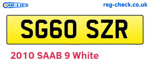 SG60SZR are the vehicle registration plates.
