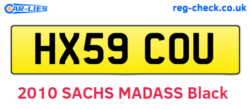HX59COU are the vehicle registration plates.