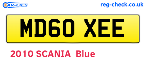 MD60XEE are the vehicle registration plates.