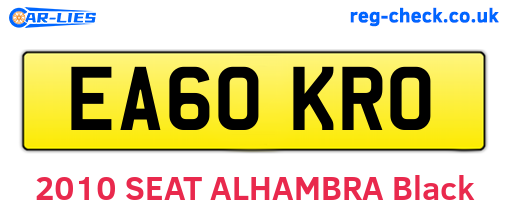 EA60KRO are the vehicle registration plates.
