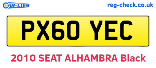 PX60YEC are the vehicle registration plates.