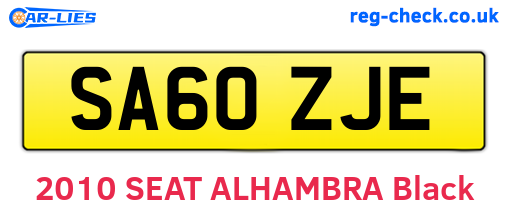 SA60ZJE are the vehicle registration plates.