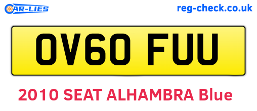 OV60FUU are the vehicle registration plates.