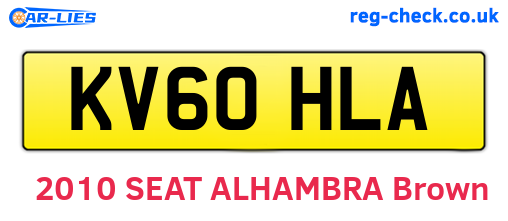 KV60HLA are the vehicle registration plates.