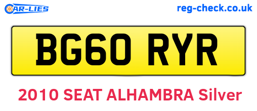 BG60RYR are the vehicle registration plates.