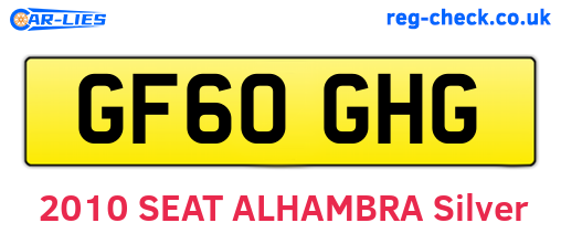 GF60GHG are the vehicle registration plates.