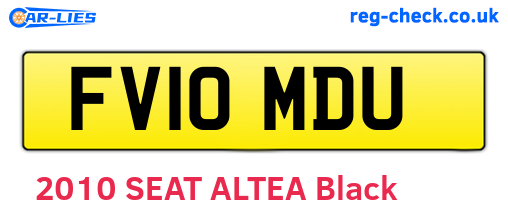 FV10MDU are the vehicle registration plates.
