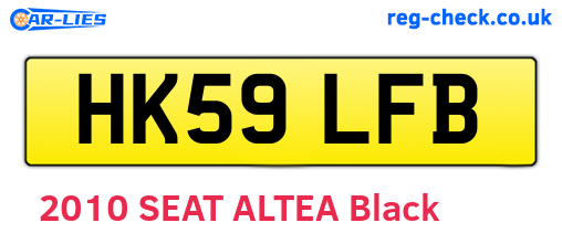HK59LFB are the vehicle registration plates.