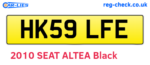 HK59LFE are the vehicle registration plates.