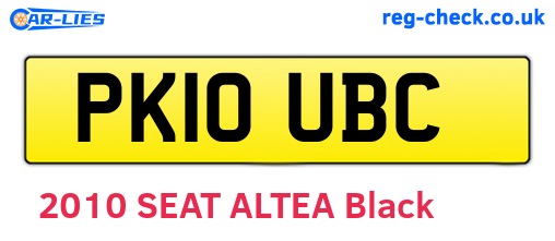 PK10UBC are the vehicle registration plates.