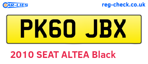 PK60JBX are the vehicle registration plates.