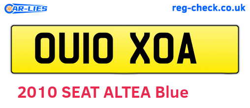 OU10XOA are the vehicle registration plates.