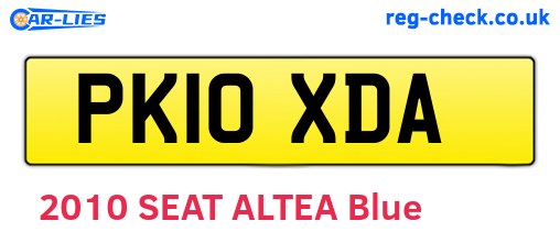 PK10XDA are the vehicle registration plates.
