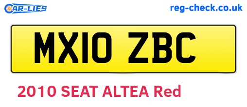 MX10ZBC are the vehicle registration plates.