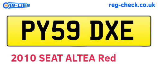 PY59DXE are the vehicle registration plates.
