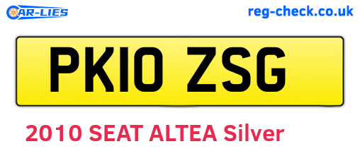 PK10ZSG are the vehicle registration plates.
