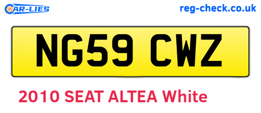 NG59CWZ are the vehicle registration plates.