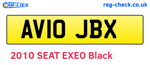 AV10JBX are the vehicle registration plates.