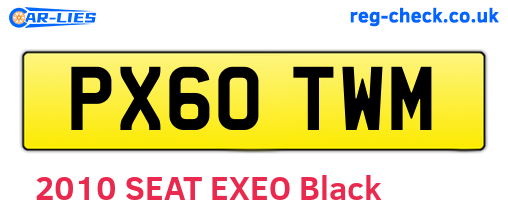 PX60TWM are the vehicle registration plates.