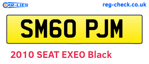 SM60PJM are the vehicle registration plates.