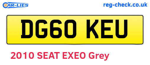 DG60KEU are the vehicle registration plates.