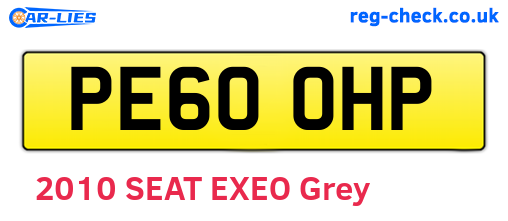 PE60OHP are the vehicle registration plates.