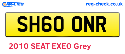 SH60ONR are the vehicle registration plates.