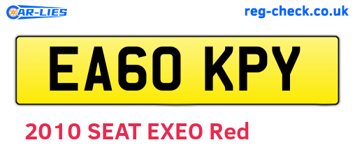 EA60KPY are the vehicle registration plates.