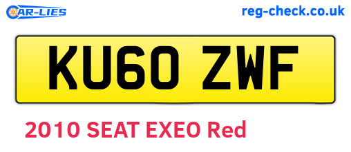 KU60ZWF are the vehicle registration plates.