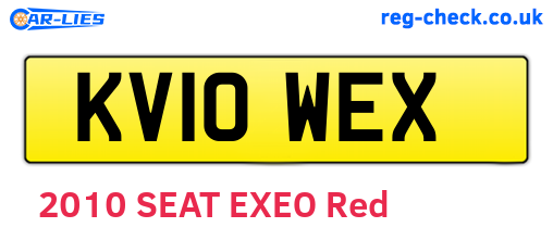 KV10WEX are the vehicle registration plates.