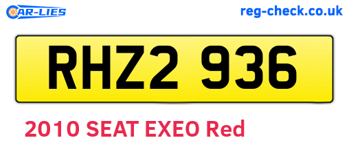 RHZ2936 are the vehicle registration plates.
