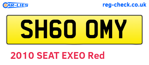 SH60OMY are the vehicle registration plates.