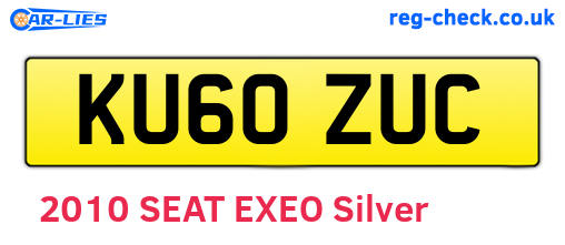 KU60ZUC are the vehicle registration plates.