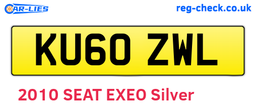 KU60ZWL are the vehicle registration plates.