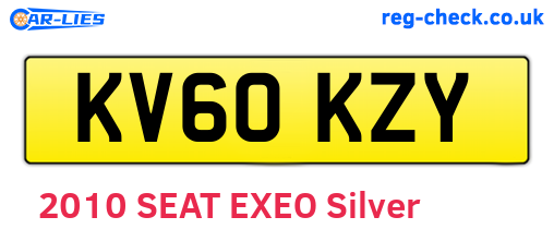 KV60KZY are the vehicle registration plates.