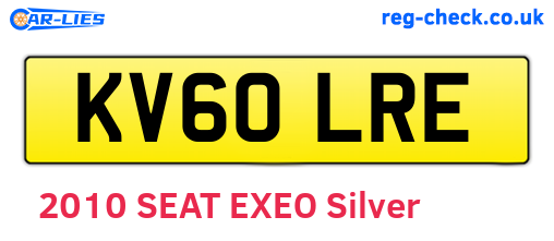 KV60LRE are the vehicle registration plates.