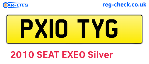 PX10TYG are the vehicle registration plates.