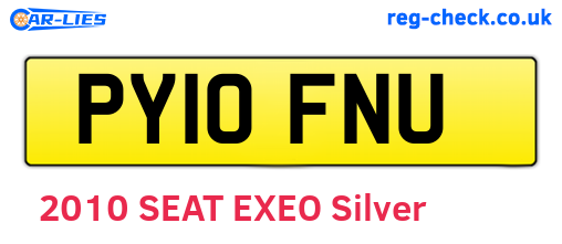 PY10FNU are the vehicle registration plates.