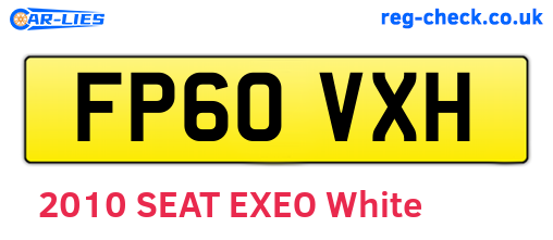 FP60VXH are the vehicle registration plates.