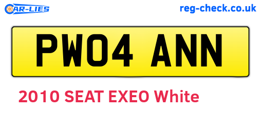 PW04ANN are the vehicle registration plates.