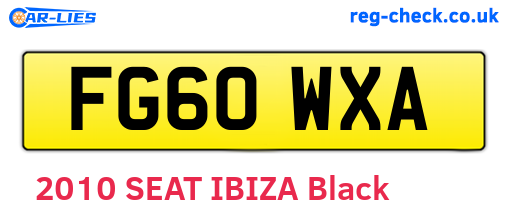 FG60WXA are the vehicle registration plates.