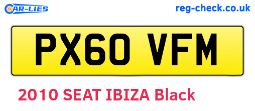 PX60VFM are the vehicle registration plates.